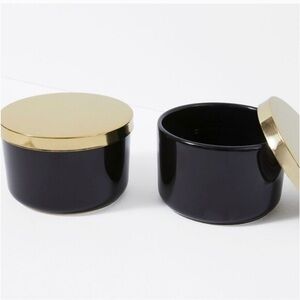 Chic Black Containers with Gold Lids